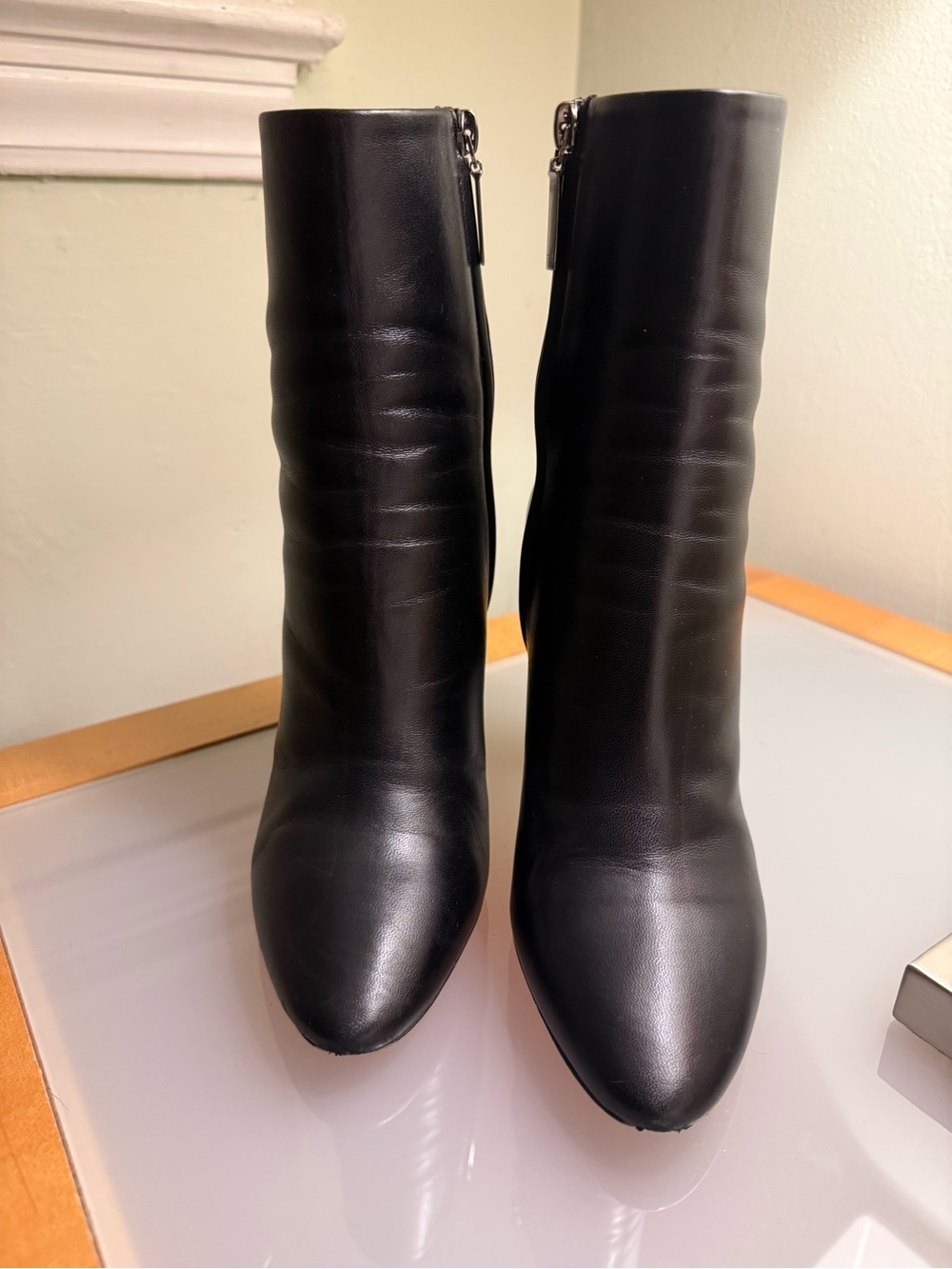 Yves Saint Laurent Black Leather Zip Ankle Boots
